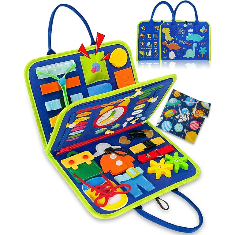 Busy Board Toddlers Sensory Activity-Montessori Toys 1 Year Old Boy  Airplane Travel Essentials Kids Ages 1-3 Road Trip Games Quiet Book 2-4 Yr  Birthday Gifts Learning Toy 18 Months Baby Educational 