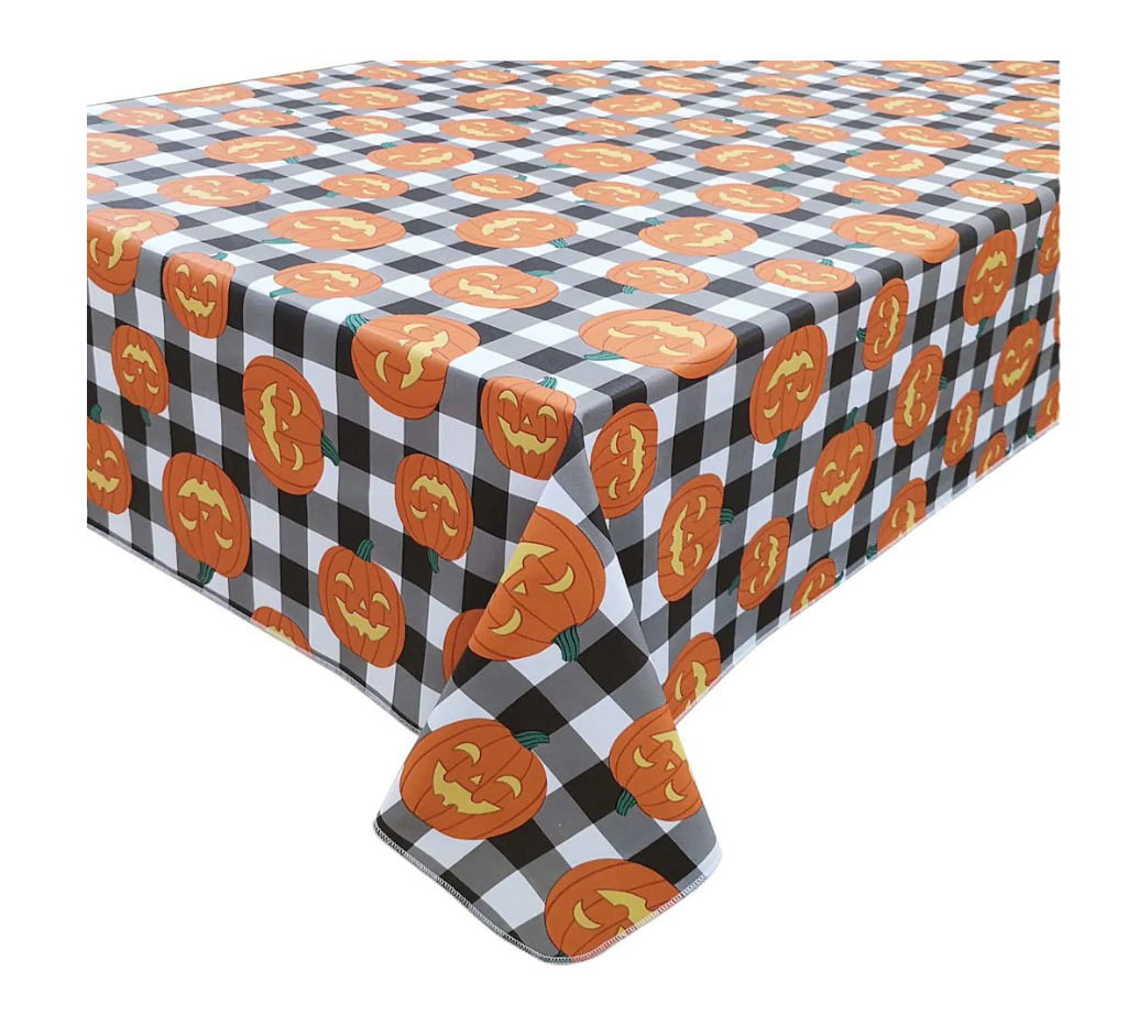 52-by-70 Inch Oblong Rectangular Spooky Night Easy Care Halloween Skeletons Tablecloth