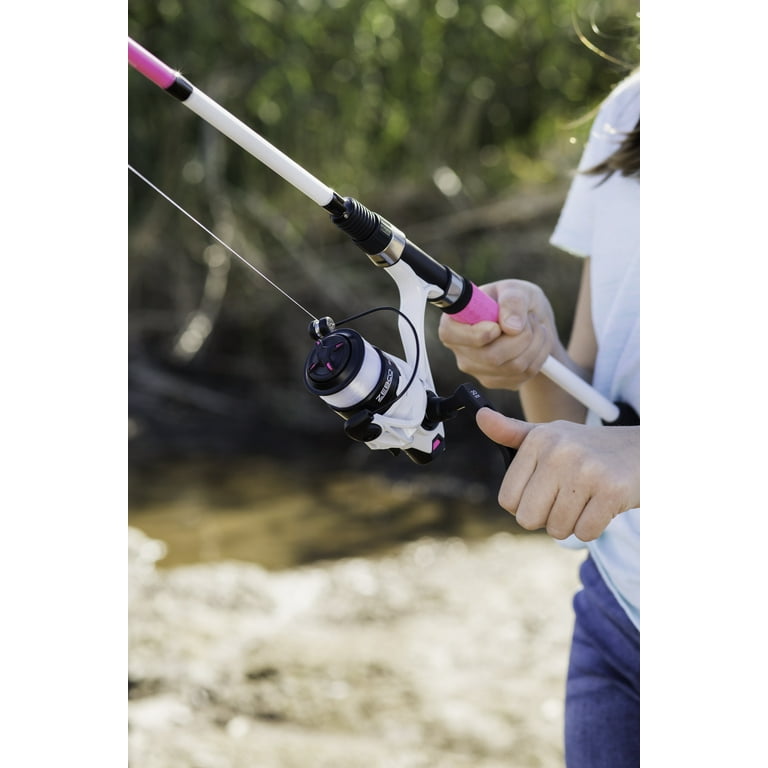 Zebco Roam Pink Spinning Reel, Fishing Rod Combo, Size 30 Reel, 6