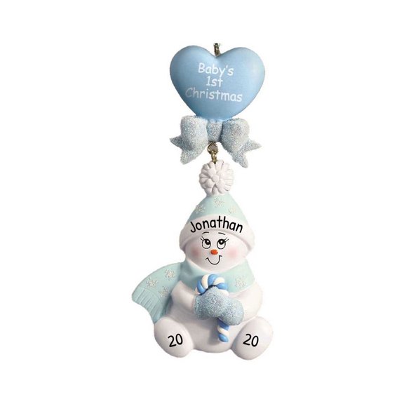 Ornaments by Elves Personalized Baby's First Christmas 2024 Ornament Blue Snowman Ornament .25lbs