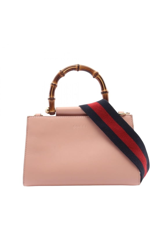 Pre-Owned Gucci Nymphaea Bamboo 2-Way Handbag, Leather, Women's, Pink, 470271