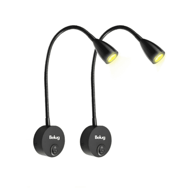 Lámparas De Pared Interior Noche Lectura 360°ajustable 2pzs Belug Negro