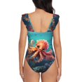 thumbnail image 3 of Naloa Underwater Plant Octopus Print Women One Piece Swimsuits Tummy Control Bathing Suit Ruffle V Neck Swimwear Slimming Monokini, 3 of 5