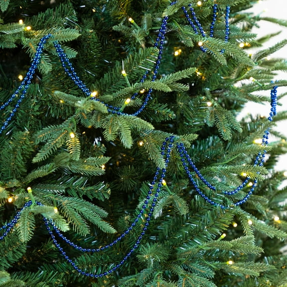 Northlight Shiny Beaded Christmas Garland -15' x .25" - Sapphire Blue - Unlit