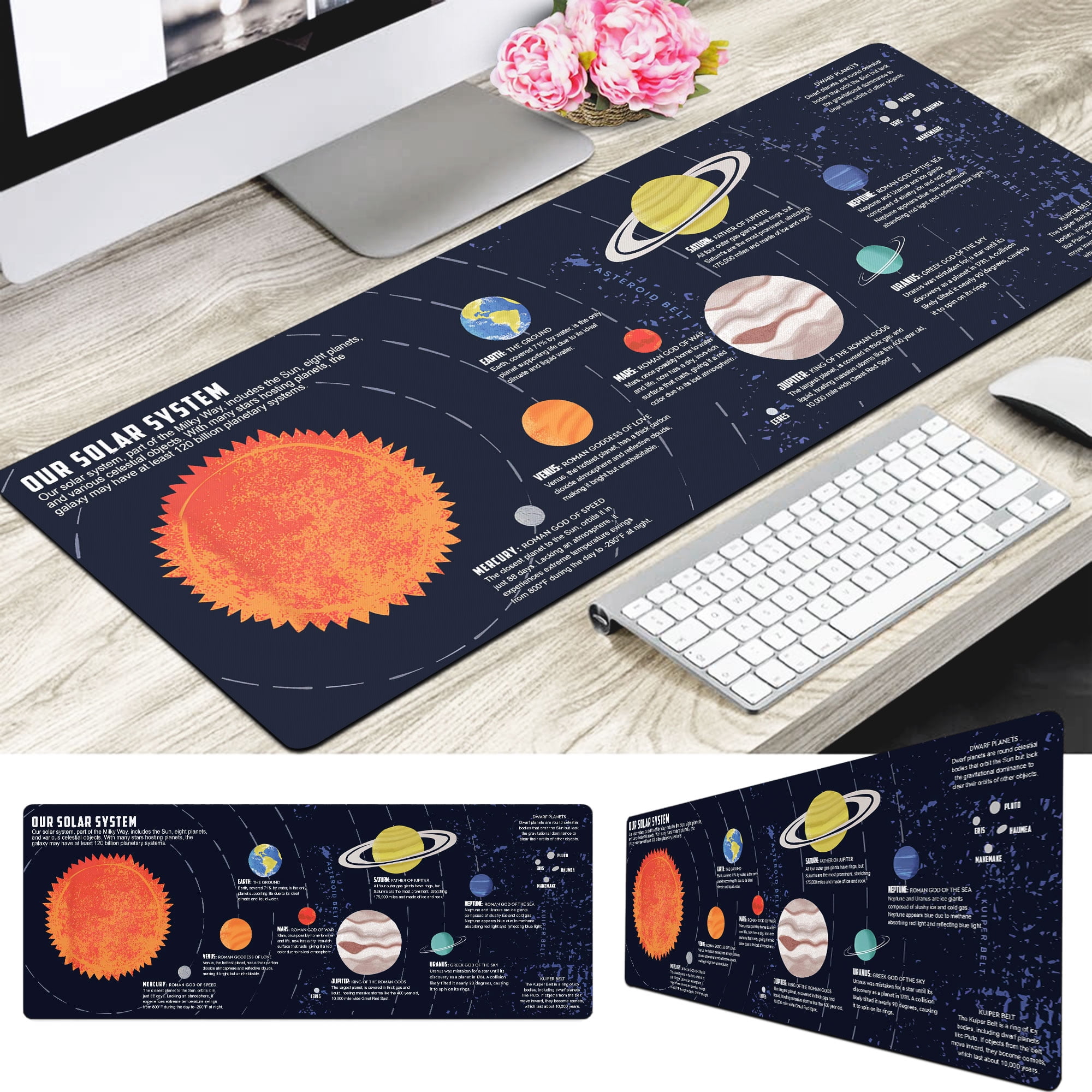 Solar System Mouse Pad – Large Gaming Desk Mat, Space Lover Gift, Astronomical Cheat Sheet, and Cosmic Desk Accessory for Science Enthusiasts