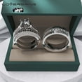 thumbnail image 2 of Wedding Ring Sets His And Hers Couples Women 925 Sterling Silver Square Cut Moissanite Man Titanium Wedding Bands, 2 of 8