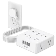 6ft Flat Plug Power Strip - 8 Outlets and 4 USB Ports (1 USB C), Extension Cord for Home Office, Etl