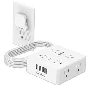 ONDOG 6ft Flat Plug Power Strip with 8 Outlets
