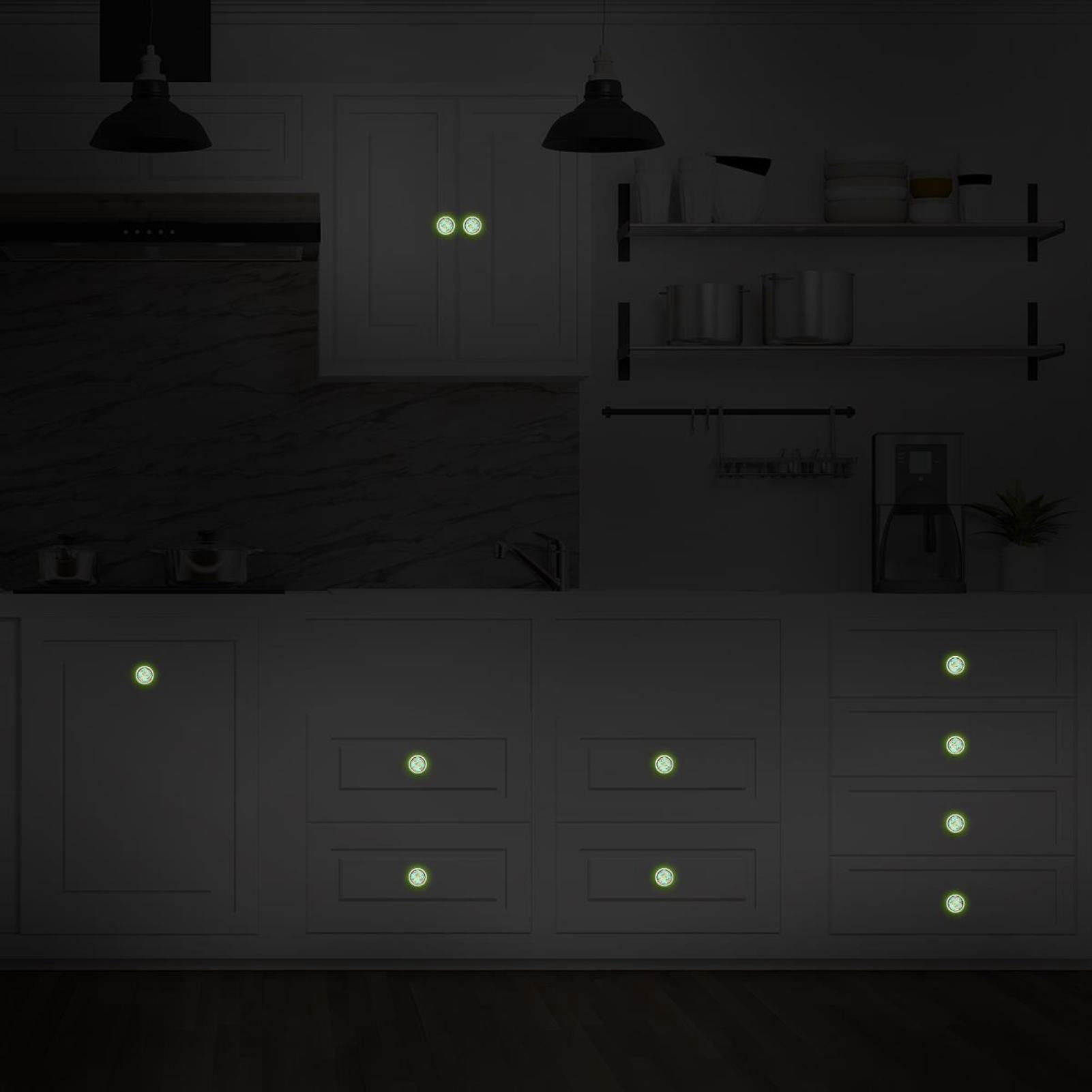 4PCS Round Orange Slice and Mint Cabinet Fluorescence Knob Glowing in the Dark Furniture Drawer Pulls Handle with Screws