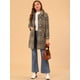 thumbnail image 2 of INSPIRE CHIC Gabardina larga de lana con cuello de solapa elegante de invierno para mujer Café L, 2 of 6