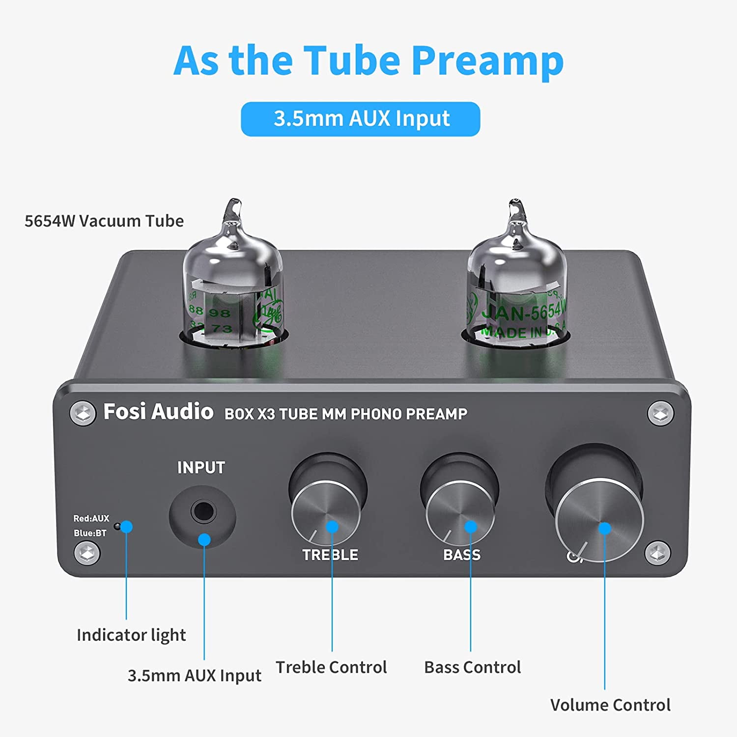 Fosi Audio Box X2 Preamplificador de Phono para preamp de Placa giratoria  Preamp de fonógrafo MM con Ganancia de Ganancia Mini preamp de Audio  estéreo de Audio estéreo para Reproductor de Discos 