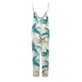 thumbnail image 4 of SAATLERI Hawaiian Outfits for Women Cute Floral Print Rompers for Women Dressy Spaghetti Strap Long Pants Overalls with Pockets, 4 of 5