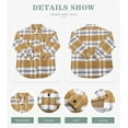 thumbnail image 5 of Women's Flannel Plaid Shacket Long Sleeve Button Down Chest Pocketed Shirts Jacket Coats, 5 of 12