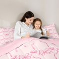 thumbnail image 4 of Meiyoeat Pink Ribbon Bow Print Full Size Comforter Sets 3-Piece, Dreamy Princess Bedding Comforter Set,Pink Reversible, 4 of 6