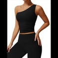 thumbnail image 2 of Camisetas Sin Mangas con un Solo Hombro para Mujer, Corte Entallado, Estilo Y2K Negro XL, 2 of 10
