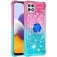 thumbnail image 6 of case for Samsung Galaxy A22 5G (N0 4G) Case w/Ring Holder,Creativity Clear Gradient Quicksand Glitter Flowing Liquid Floating Women Girls Cute Case TPU Cover for Samsung Galaxy A22 5G JB Powder Blue, 6 of 14