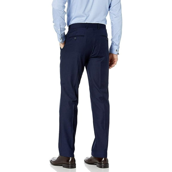 Adam Baker Men's Slim-Fit Flat-Front 100% Wool Dress Pants - Colors