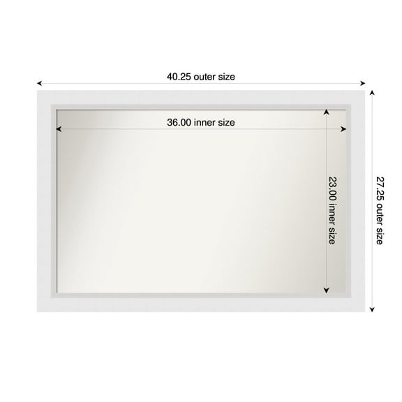 Amanti Art Custom Wall and Bathroom Mirror (27.25 x 40.25 in.), Blanco White Frame