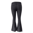 thumbnail image 5 of Women's Mid Waist Flared Jeans, High Rise Retro Vintage Distressed Bootcut Denim Pants, Stretch Elastic Waist Skinny Fit Casual Streetwear Jeans for Daily Wear Black L, 5 of 7