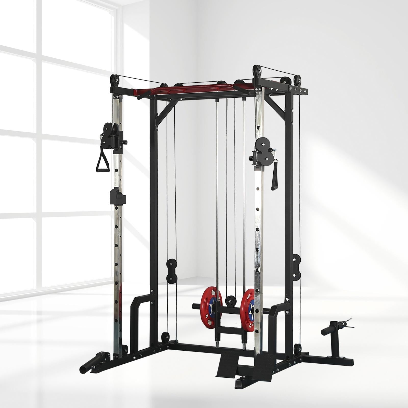 Multi-Function Squat Rack Power Cage, 1400lbs Full Body Training Weight Cage w/LAT PullDown & Cable Crossover System, Professional Home Gym Equipment for Fitness Enthusiast