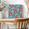 thumbnail image 2 of Framed Canvas Wall Art for Living Room Teal Red Boho Abstract Flower Wall Decor, Bohemian Style Floral Aesthetic Paintings for Bedroom Office Kitchen, Ready to Hang Artwork Wall Pictures 8x8 Inch, 2 of 9