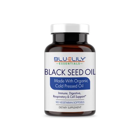 Blue Lily Essentials Black Seed Oil Vegan Softgels - 90 Count - Cold Pressed, Organic