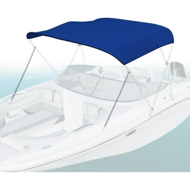 Seal Skin Covers 3 Bow Bimini Top Replacement Cover, 600D Waterproof Canvas Boat Canopy Sun Shade Without Frame 96" L 67"-96" W Blue Color