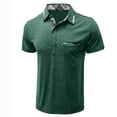 thumbnail image 2 of VERUGU Mens Shirts Casual Fashion Short Sleeve Check Printing Turndown Collar Button Shirt Blouse Green S, 2 of 6