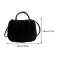 thumbnail image 3 of Bolsos cruzados esponjosos con asa tejida para mujer, bolsos de mano de viaje para niñas, color negro, 3 of 9