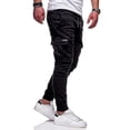 thumbnail image 2 of brillar Pantalones de combate tipo cargo para correr con cordón para hombre Pantalones ajustados informales para fitness, 2 of 3