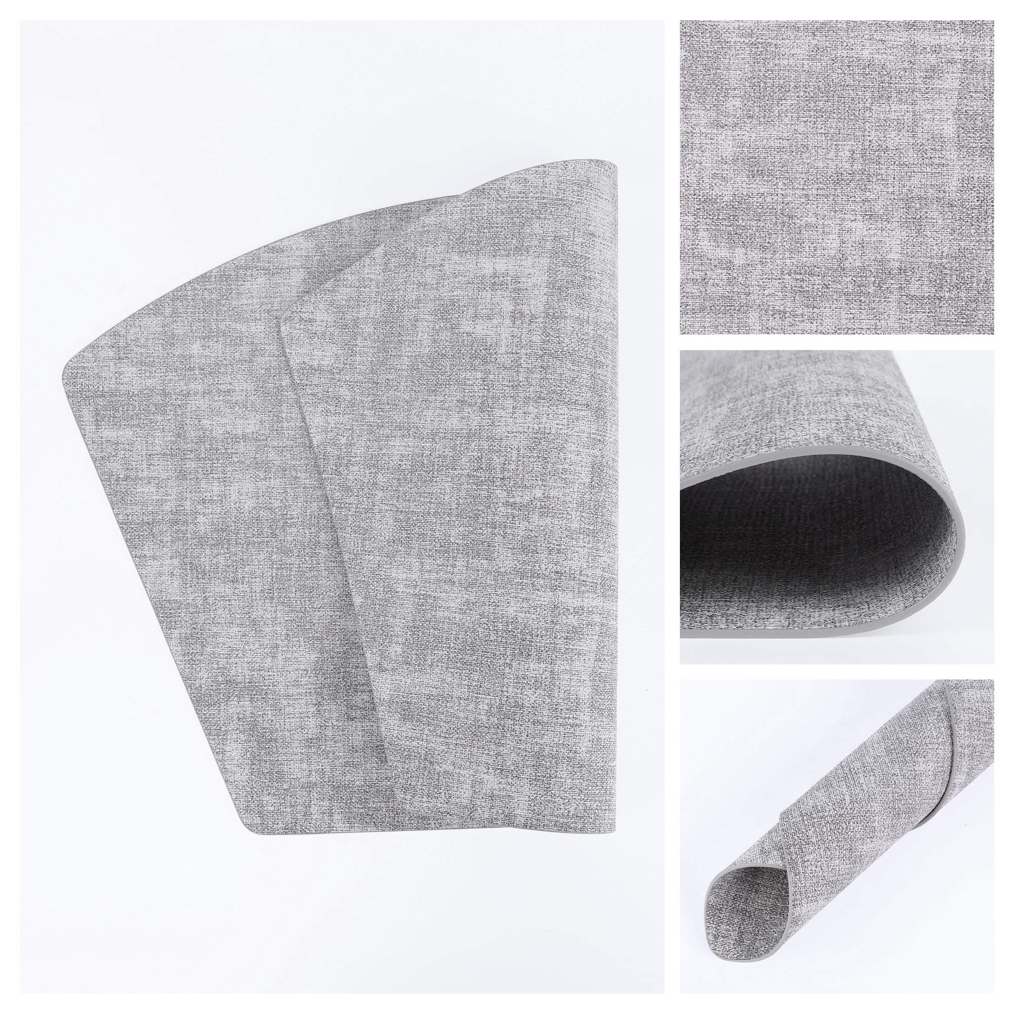 Unique Bargains Set of 6 Faux Leather Placemats Gray
