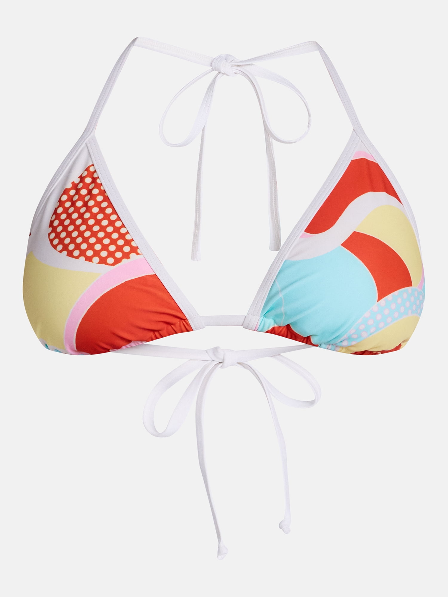 No Boundaries Groovy Print Triangle Bikini Swim Top, Women's XXS-XXL