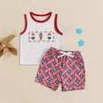thumbnail image 2 of Futezty Toddler Boys Clothes Clearance Sale Summer Outfit Sets, 2Pcs Kid Boys Girl Letter Star Print Plaid Tops+Pants Outfits Clothes Set, 2 of 7
