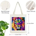 thumbnail image 4 of Shadudu Cute Lion Tote Bag - Lion - Animal Themed - Canvas Tote Bag for Women - Lion Decor - Aesthetic Large Beach Cute for Grocery Shopping Book Teacher (Black - Lion) white, 4 of 6