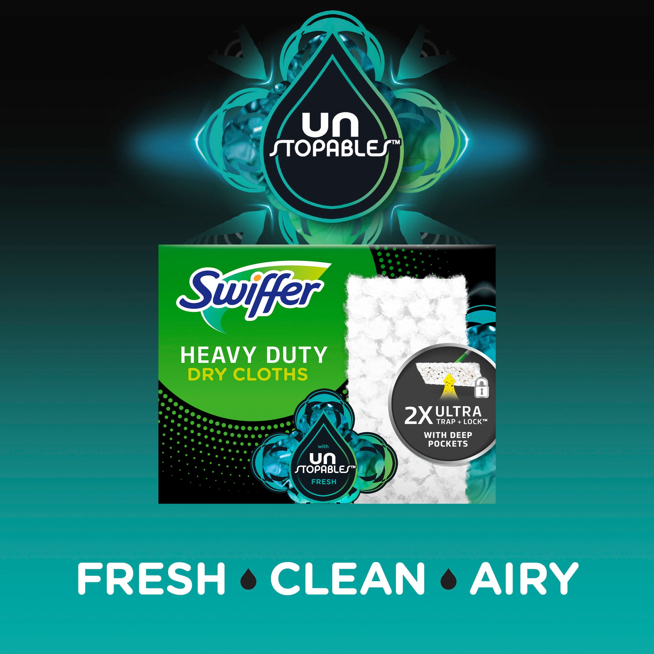 (3 pack) Swiffer Hair Magnet Heavy Duty Refills, Floor Cleaner, Unstopables, Fresh Scent, 20 Count