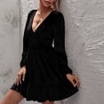 thumbnail image 5 of Gspmoly Robes pour Femmes, Robe Décontractée Aguichant Unie pour Femmes à Col en V à Manches Longues, Robes de Cocktail pour Femmes Offres du Jour, 5 of 5
