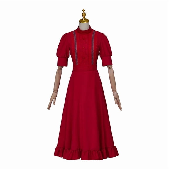 Women's Red Fantasy Dress Elegant Style Fashion Outfit for Event Party