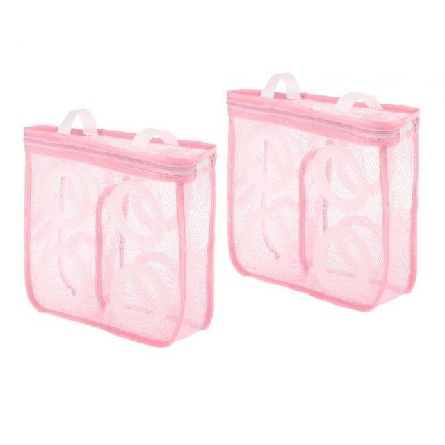 2 bolsas para lavar zapatos, con cremallera, para lavadora Rosa