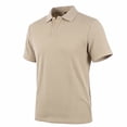 thumbnail image 6 of Polo T Shirts for Men Solid Color Summer Casual Knit Short Sleeve Button Down with Pattern Business Collar Breathable Golf Shirts for Men Khaki S, 6 of 7