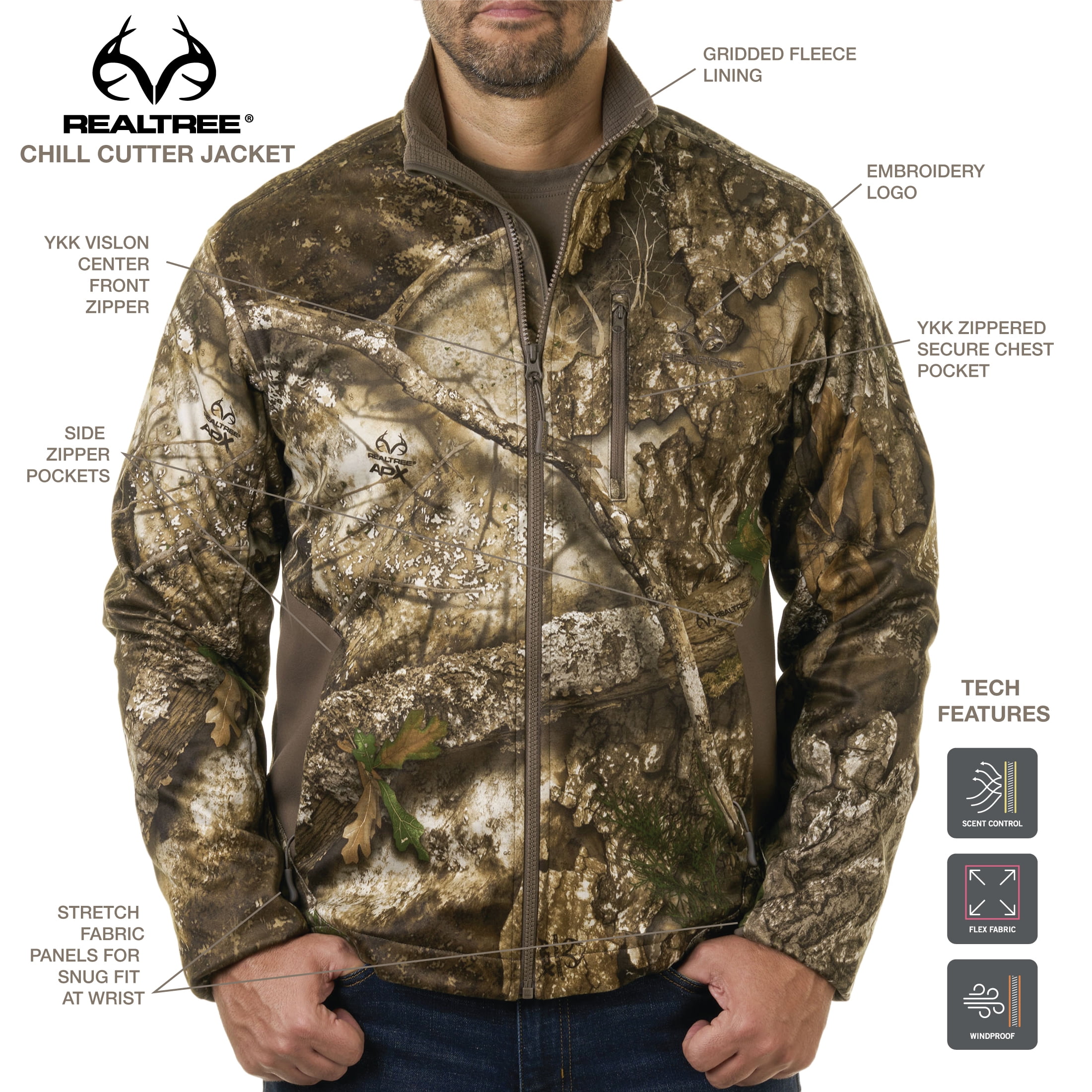 Realtree APX Men's Chill Cutter Softshell Hunting Jacket, Sizes S