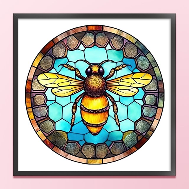 Cuadros Decorativos Bordado completo Hilo de algodón ecológico 18CT Arte de cruz de abeja de vidrieras contadas Wdftyju embutido en tela