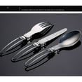 thumbnail image 2 of Justharion Portable 3 In 1 Stainless Steel Folded Tableware with Storage Bag Multifunctional Dinnerware Picnic, 2 of 6