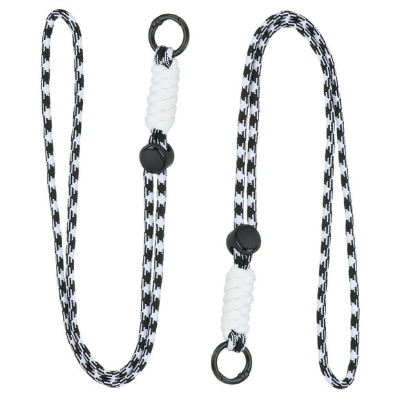 Uxcell 2 Pcs Paracord Lanyard Necklace, Paracord Lanyard with Split Ring & Clip, Color Matching Lanyard for Outdoor Activities, Bag Pendant, Keys, Black White & Black & White