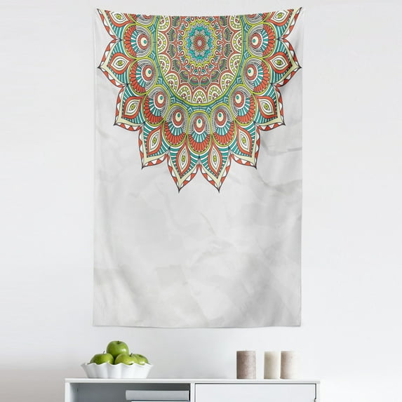 Ethnic Tapestry, Style Mandala Pattern with Floral Cycle of Life Theme Art, Fabric Wall Hanging Decor for Bedroom Living Room Dorm, 5 Sizes, Multicolor, by Ambesonne