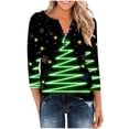 thumbnail image 6 of Womens Christmas 3/4 Sleeve Tops with Buttons V Neck Graphic Tshirts Printed Holiday Outfits Cute Tee Shirts (2XL, Green), 6 of 7