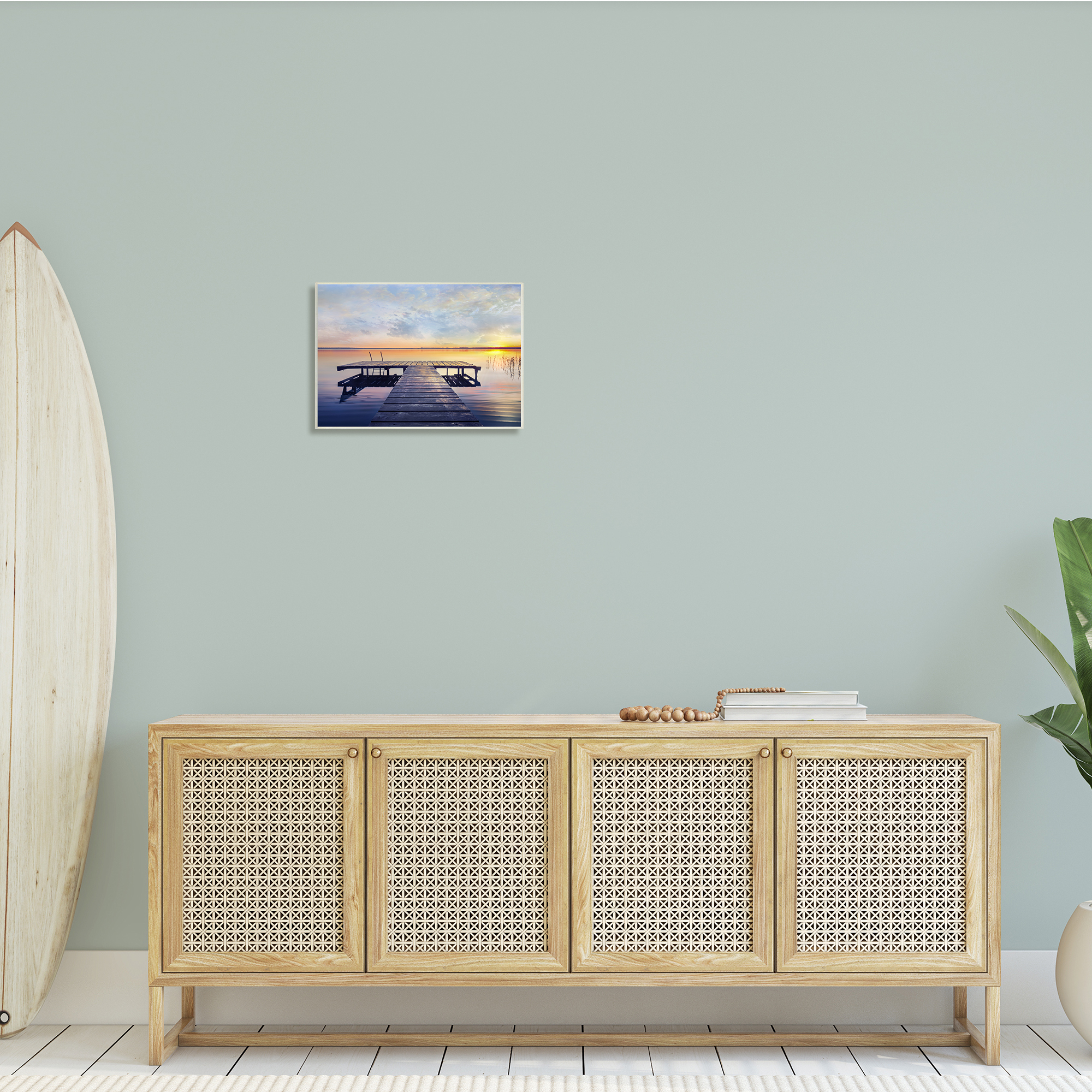 Stupell Indtries Tranquil Lake Dock Sunset Nautical Summer Sanctuary,19 x 13,Design by ​Mike Calascibetta