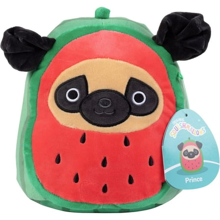 Squishmallows Original 8-Inch Prince The Watermelon Pug Dog - Official Jazwares Plush - Collectible Soft & Squishy Puppy Stuffed Animal Toy - Add to Your Squad - Gift for Kids, Girls & Boys