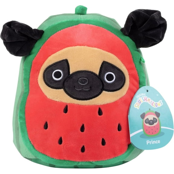 Squishmallows Original 8-Inch Prince The Watermelon Pug Dog - Official Jazwares Plush - Collectible Soft & Squishy Puppy Stuffed Animal Toy - Add to Your Squad - Gift for Kids, Girls & Boys