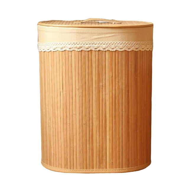 veasfak Bac de Rangement avec Couvercle Panier à Linge Pliable en Bambou Tissé Boîtes Pliables