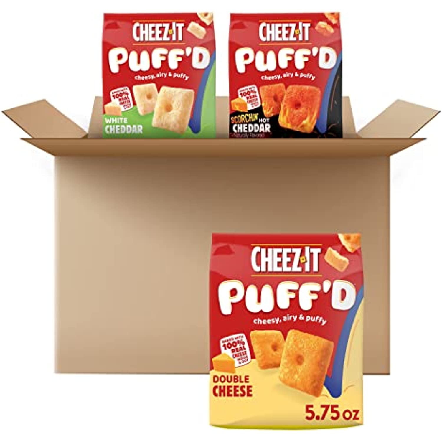 CheezIt Puff'd Cheesy Baked Snacks, Puffed Snack Crackers, Kids Snacks